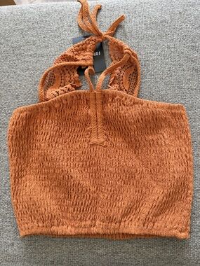 Forever 21 Crochet Halter Top in Rust Orange